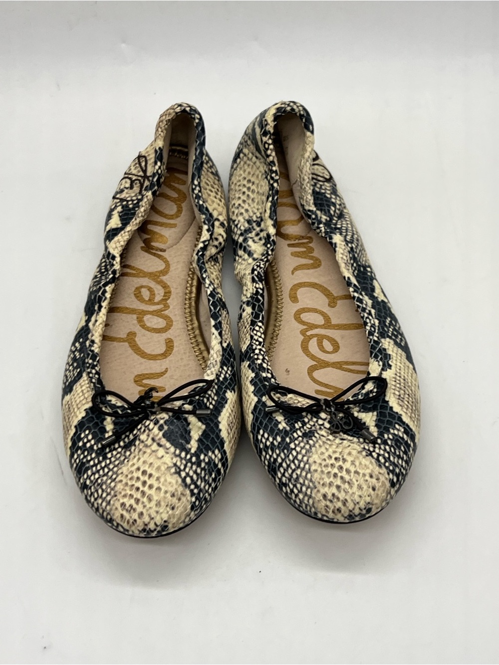 Sam Edelman Snake-Print Ballet Flats in Black and Cream